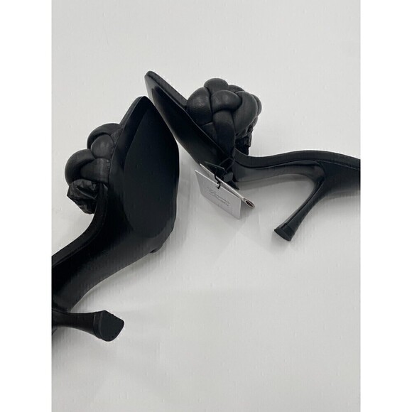 Mango Leather braided Sandals Black High Heels Women Size 37 - Picture 3 of 8